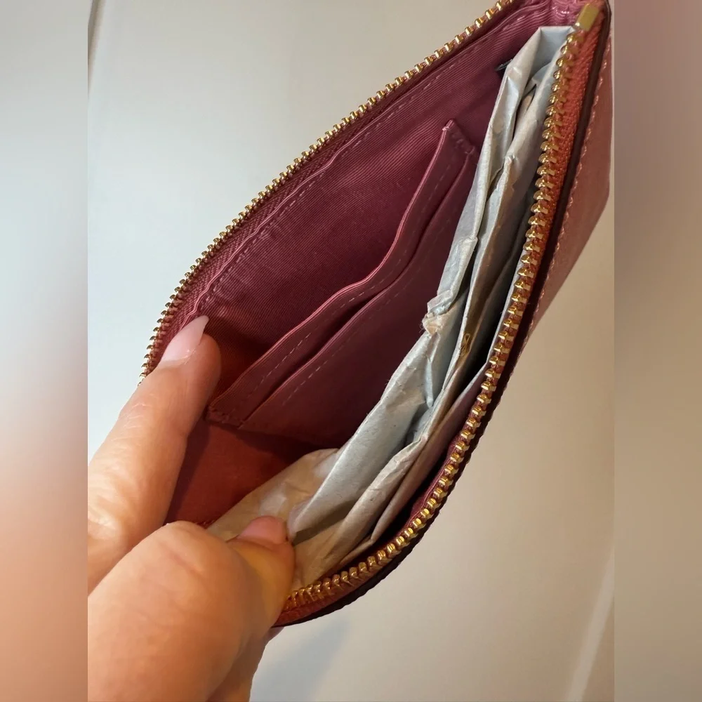 Coach Large Corner Zip Wristlet Red Pink NWT